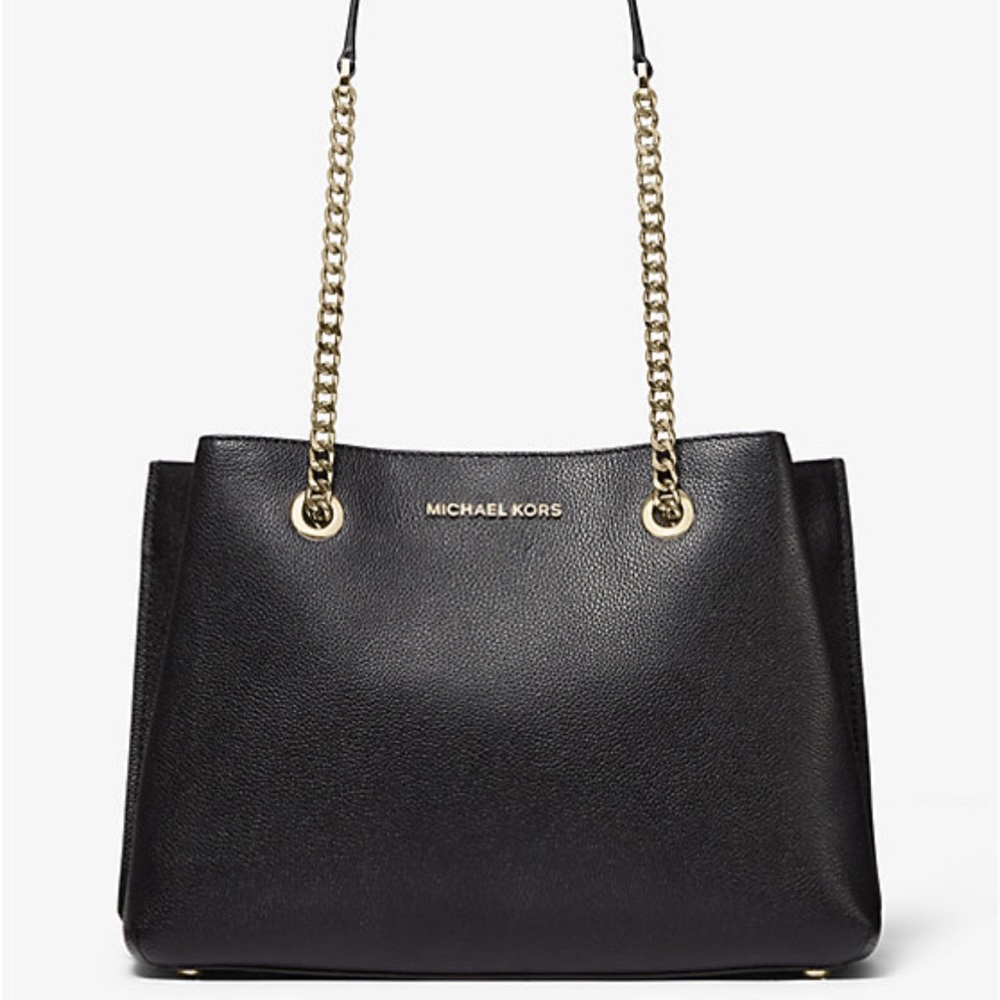 MICHAEL KORS
Teagan Large Pebbled Leather Shoulder Bag
COLOR BLACK 
NWT